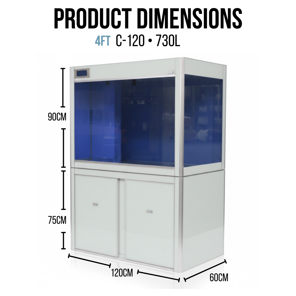AQUATEES C120cm Signature Series | 730L Digital LED Aquarium & Cabinet Set