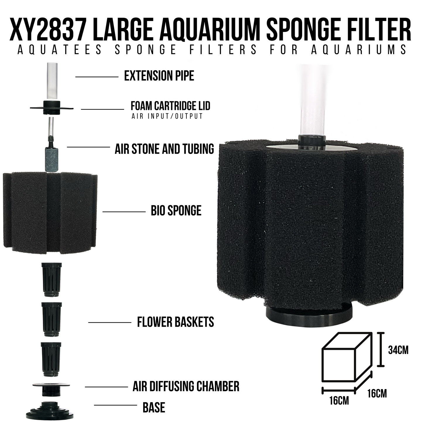 Aquatees Jumbo Bio Sponge Filters XY-Series