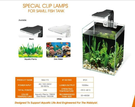 Aquarex Mini-F6 LED Lamp 10W Clip Light 30-40cm
